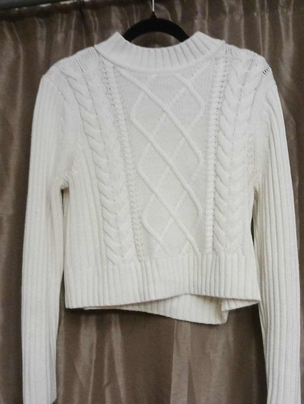 Tommy Hilfiger White Cable Knit Crewneck Sweater
